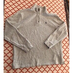 Polo Ralph Lauren Gray 100% Cotton Quarter Zip Size XL Mock Neck Pony